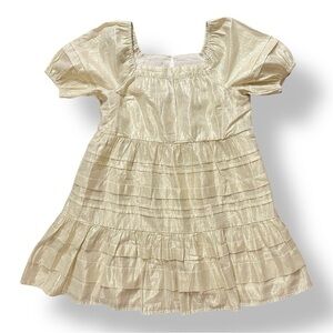 Crewcuts | Pin Tuck Dress in Gold Lamé (10)